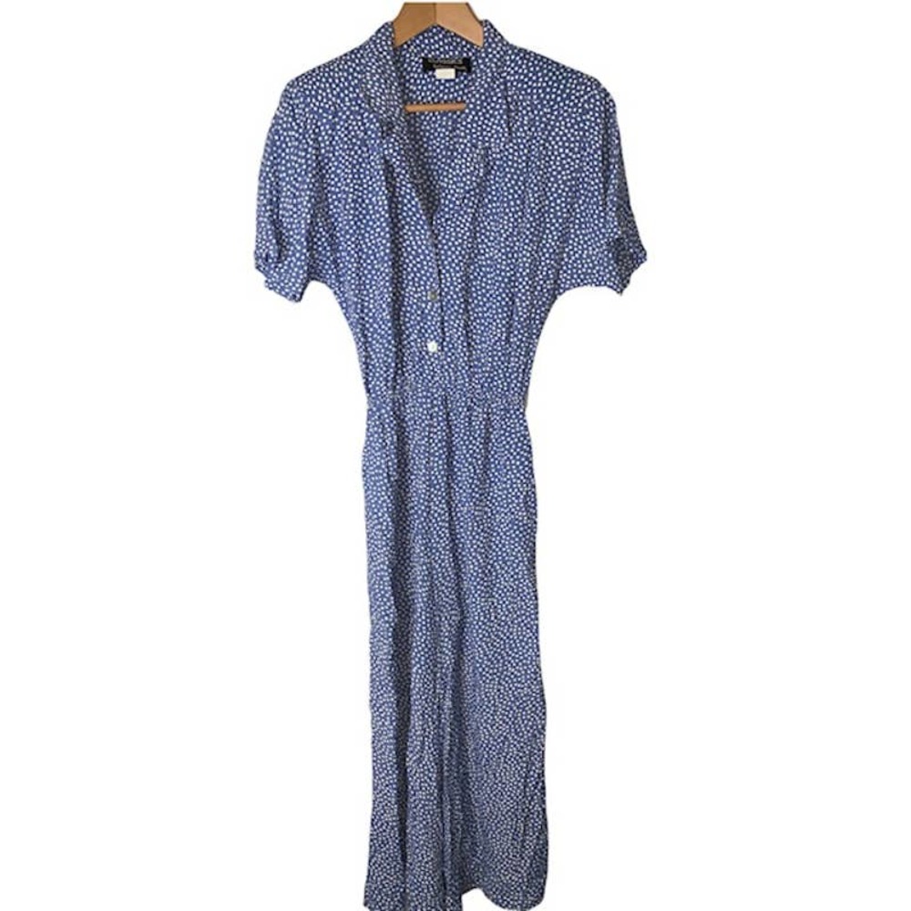 CLASSICS BY CAROL ANDERSON Vintage Polka Dot Long Short Sleeve Long Dress - 10